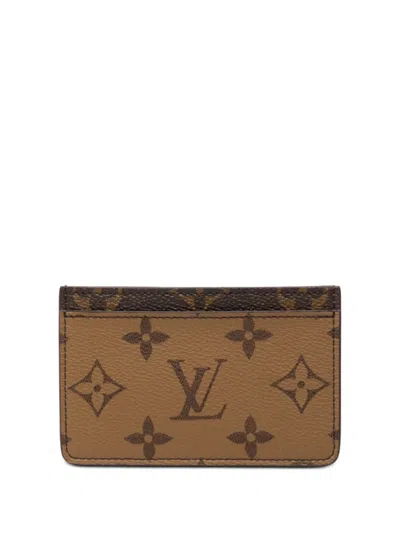 Pre-owned Louis Vuitton 2021 Monogram Reverse Card Holder In Brown