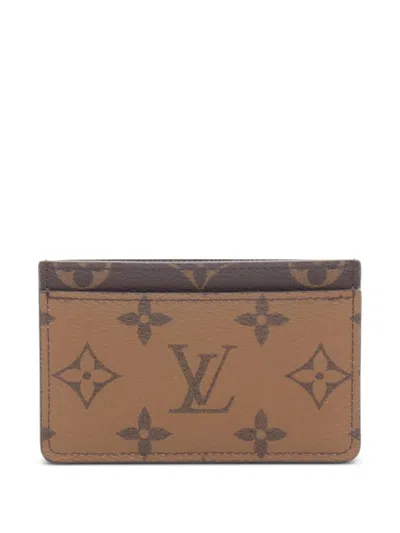 Pre-owned Louis Vuitton 2021 Monogram Reverse Card Holder In Brown