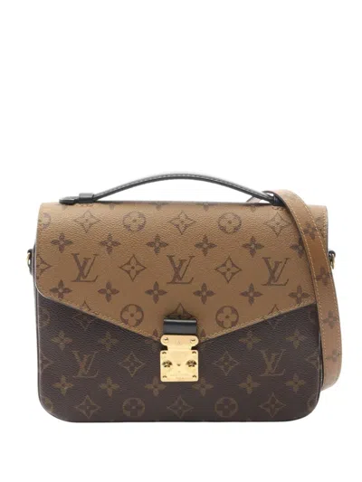 Pre-owned Louis Vuitton 2021 Monogram Reverse Pochette Metis Satchel In Brown