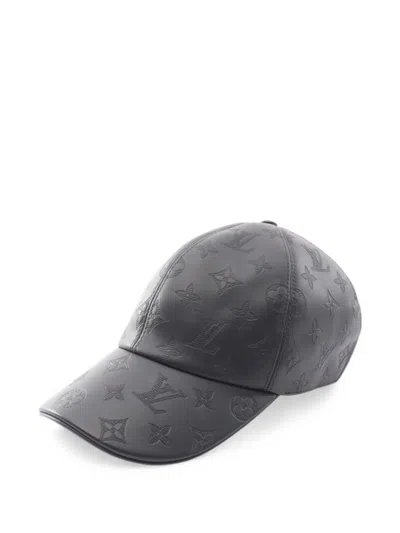 Pre-owned Louis Vuitton 2021 Monogram Shadow Baseball Cap In Black