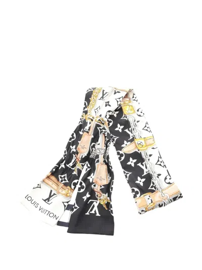 Pre-owned Louis Vuitton 2021 Monogram Silk Scarf In Black