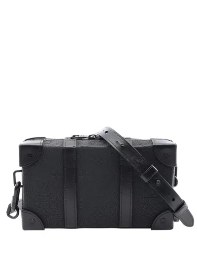 Pre-owned Louis Vuitton 2021 Monogram Taurillon Soft Trunk Wallet Crossbody Bag In Black