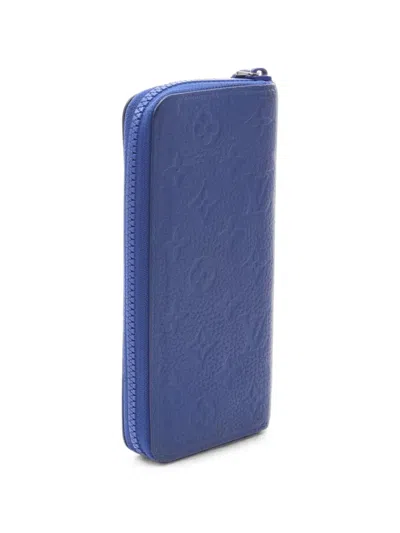 Pre-owned Louis Vuitton 2021 Monogram Taurillon Zippy Wallet In Blue