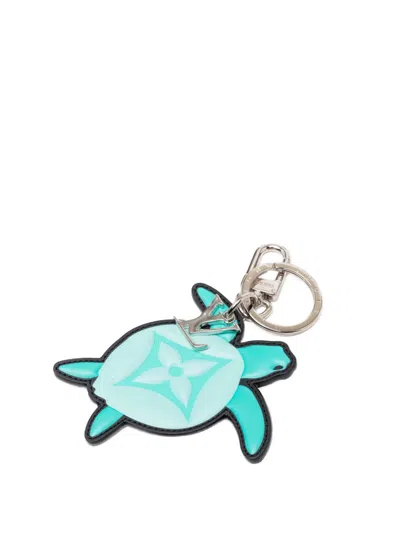 Pre-owned Louis Vuitton 2021 Monogram Turtle Bag Charm And Holder Key Chain In Blue
