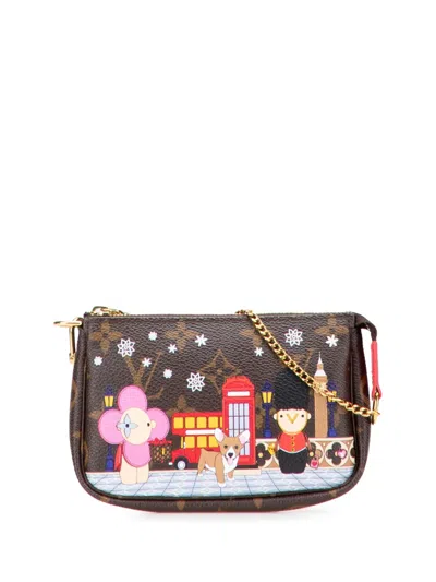 Pre-owned Louis Vuitton 2021 Monogram Vivienne In London Mini Pochette Accessoires Handbag In Brown