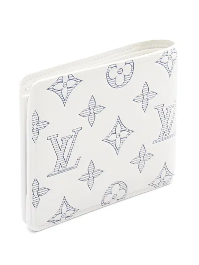 Pre-owned Louis Vuitton 2021 Multiple Wallet Shadow Monogram Bi-fold Wallet In Neutral