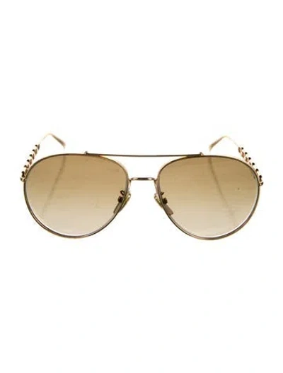 Pre-owned Louis Vuitton 2021 My Lv Chain Pilot Sunglasses In Gold