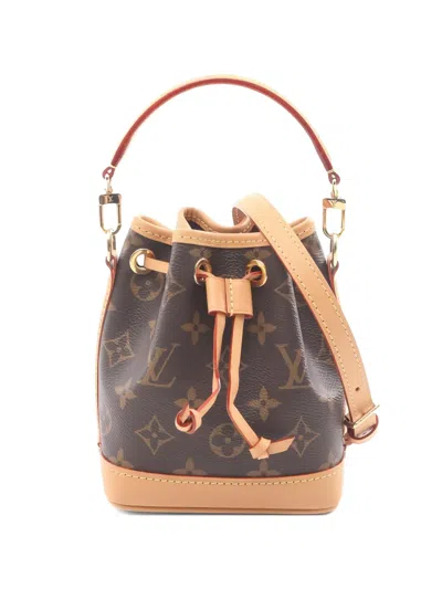 Pre-owned Louis Vuitton 2021 Nano Noé Monogram Bucket Bag In Brown