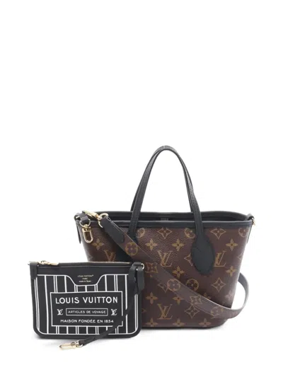 Pre-owned Louis Vuitton 2021 Neverfull Inside Out Bb Reversible Two-way Handbag In Brown