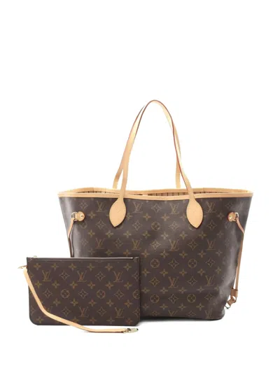 Pre-owned Louis Vuitton 2021 Neverfull Mm Monogram Shoulder Bag In Brown