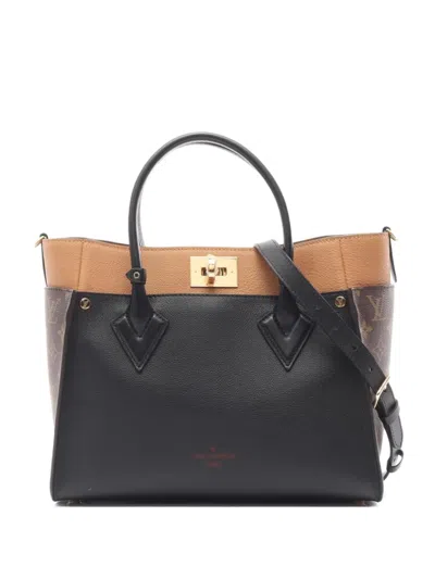 Pre-owned Louis Vuitton 2021 On My Side Mm Leather Tote Bag In Black