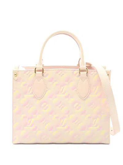 Pre-owned Louis Vuitton 2021 On The Go Pm Monogram Empreinte Tote Bag In Pink
