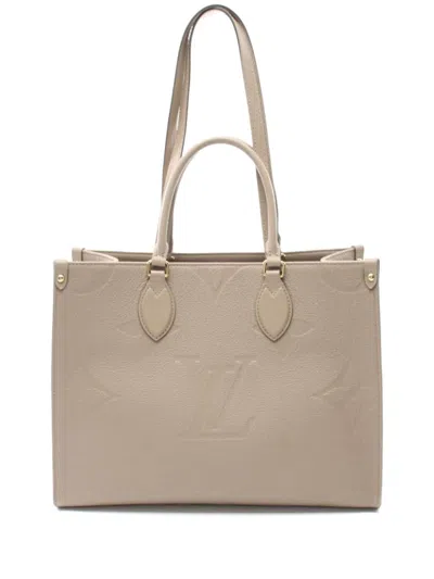Pre-owned Louis Vuitton 2021 Onthego Mm Tote Bag In Neutrals