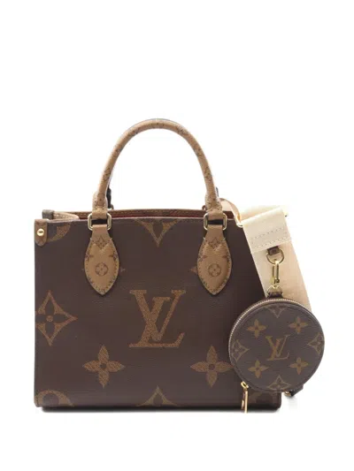Pre-owned Louis Vuitton 2021 Onthego Pm Two-way Handbag In Brown