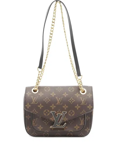 Pre-owned Louis Vuitton 2021 Passy Monogram Chain Shoulder Bag In Brown