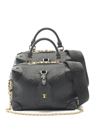Pre-owned Louis Vuitton 2021 Petite Malle Souple Chain Leather Tote Bag In Black