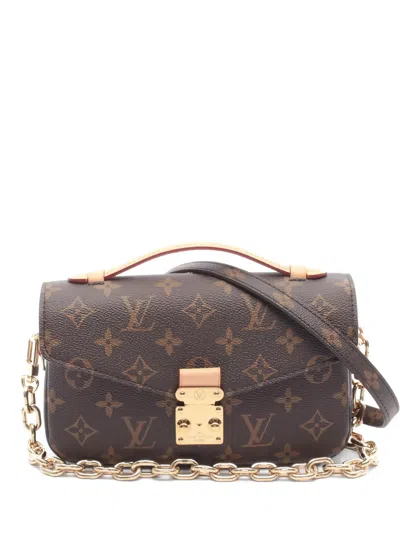 Pre-owned Louis Vuitton 2021 Pochette Métis Monogram Tote Bag In Brown