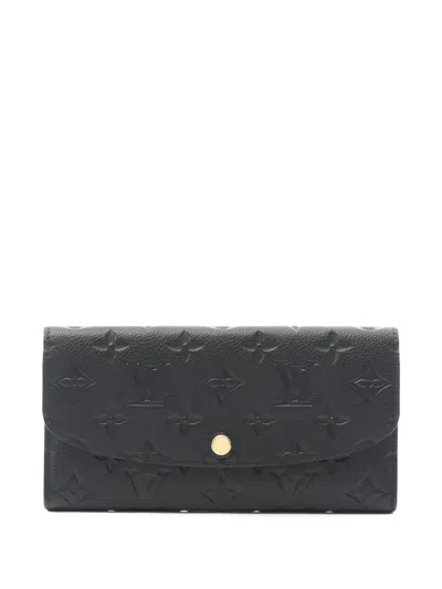 Pre-owned Louis Vuitton 2021 Portfoy Emily Empreinte Leather Bifold Wallet In Black