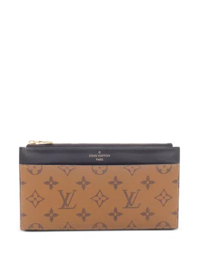 Pre-owned Louis Vuitton 2021 Reverse Monogram Long Wallet In Brown