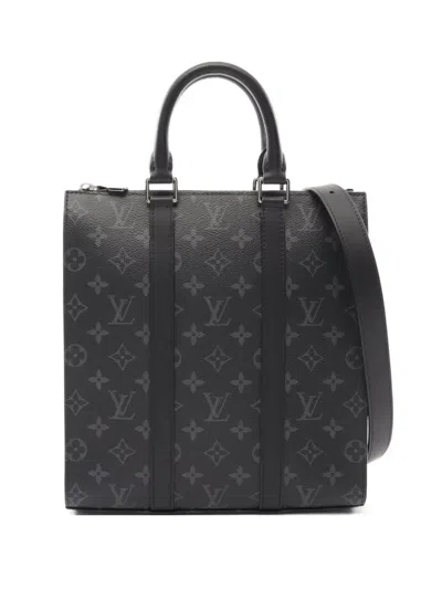 Pre-owned Louis Vuitton 2021 Sac Plat Monogram Eclipse Handbag In Black
