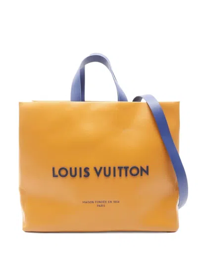 Pre-owned Louis Vuitton 2021 Saffron Mm Leather Tote Bag In Orange