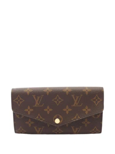 Pre-owned Louis Vuitton 2021 Sara Monogram Long Wallet In Brown