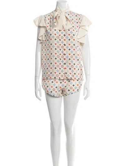 Pre-owned Louis Vuitton 2021 Silk Short Set In Neutral