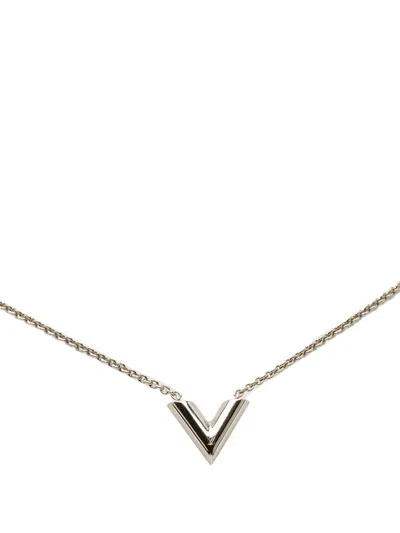 Pre-owned Louis Vuitton 2021 Silver Plated Essential V Supple Necklace Costume Necklace