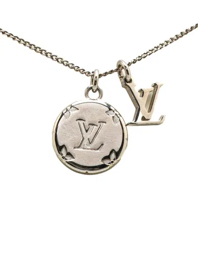 Pre-owned Louis Vuitton 2021 Silver Plated Monogram Charms Necklace Costume Necklace