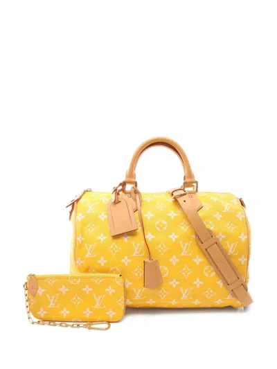 Pre-owned Louis Vuitton 2021 Speedy P9 Bandouliere 40 Two-way Handbag In Yellow