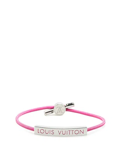 Pre-owned Louis Vuitton 2021 Stainless Steel And Nylon Lv Space Bracelet Costume Bracelet In Pink