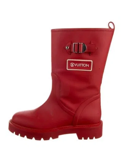 Pre-owned Louis Vuitton 2021 Territory Flat Rain Boots Rain Boots In Red