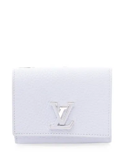 Pre-owned Louis Vuitton 2021 Tiny Capucines Bi-fold Wallet In Blue
