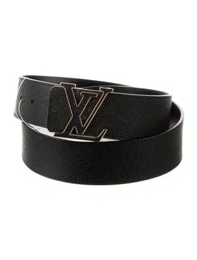 Pre-owned Louis Vuitton 2021 X Nba Embossed Monogram 40mm Lv Initiales Waist Belt In Black