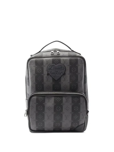 Pre-owned Louis Vuitton 2021 X Nigo Monogram Stripe Eclipse Backpack In Black