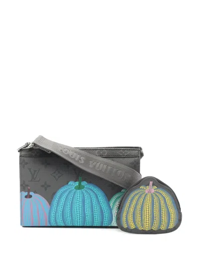 Pre-owned Louis Vuitton 2021 X Yayoi Kusama Gaston Monogram-pattern Messenger Bag In Gray