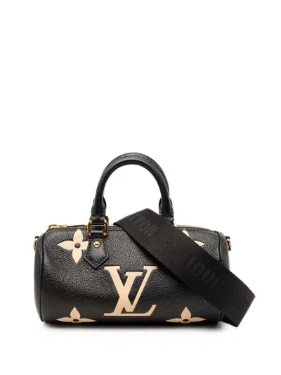 Pre-owned Louis Vuitton 2021-2023 Bicolor Monogram Empreinte Giant Papillon Bb Satchel In Black