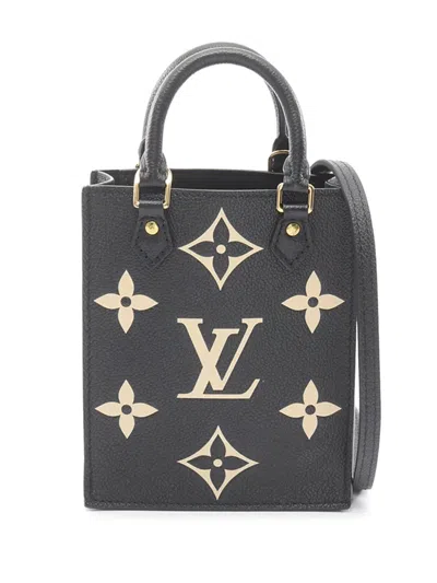 Pre-owned Louis Vuitton 2021-2025 Bicolor Monogram Empreinte Petit Sac Plat Satchel In Black