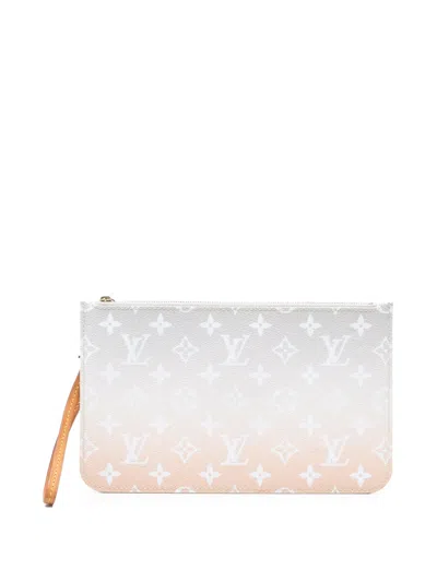 Pre-owned Louis Vuitton 2021-2025 Monogram By The Pool Neverfull Mm Pouch In Pink