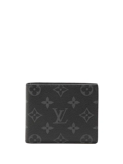 Pre-owned Louis Vuitton 2021-2025 Monogram Eclipse Marco Wallet Small Wallets In Black