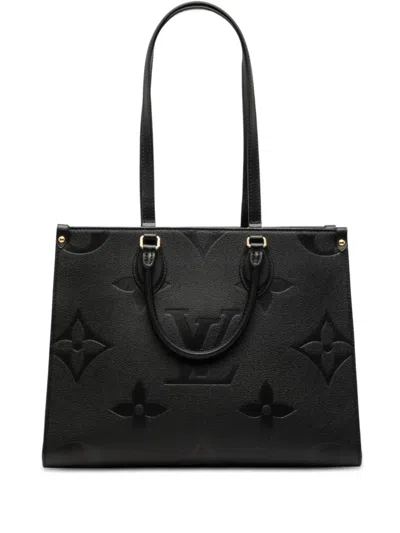 Pre-owned Louis Vuitton 2021-2025 Monogram Empreinte Onthego Mm Satchel In Black