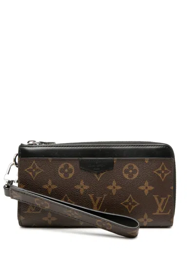 Pre-owned Louis Vuitton 2021-2025 Monogram Macassar Dragonne Zippy Wallet Long Wallets In Brown