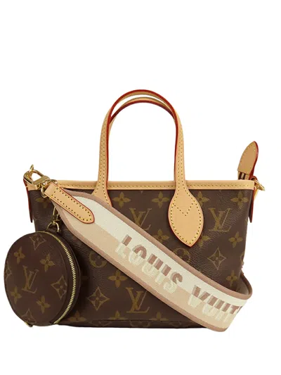 Pre-owned Louis Vuitton 2021-2025 Monogram Neverfull Bb Satchel In Brown