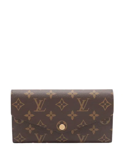 Pre-owned Louis Vuitton 2021-2025 Monogram Sarah Wallet Long Wallets In Brown