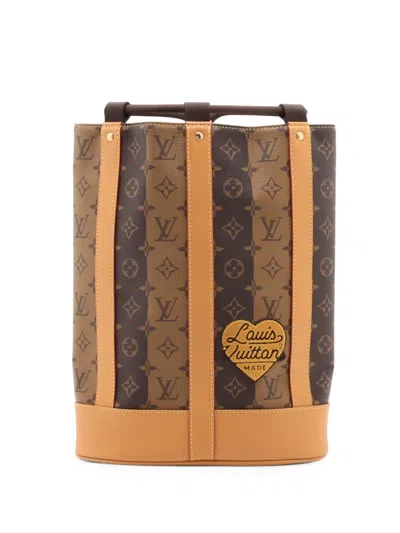 Pre-owned Louis Vuitton 2021-2025 Nigo Monogram Reverse Randonnee Backpack In Brown