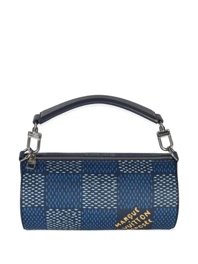 Pre-owned Louis Vuitton 2021-2025 Polochon Small Damier Heritage Canvas Shoulder Bag In Blue