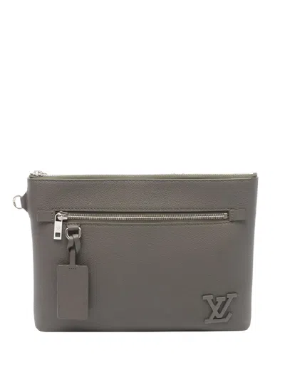 Pre-owned Louis Vuitton 2021-2026 Aerogram Takeoff Pouch Clutch Bag In Brown