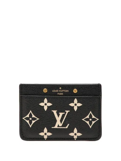 Pre-owned Louis Vuitton 2021-2026 Bicolor Monogram Empreinte Card Holder In Black