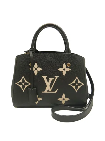 Pre-owned Louis Vuitton 2021-2026 Bicolor Monogram Empreinte Giant Montaigne Bb Satchel In Black
