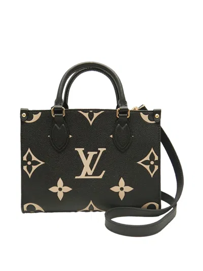 Pre-owned Louis Vuitton 2021-2026 Bicolor Monogram Empreinte Giant Onthego Pm Satchel In Black